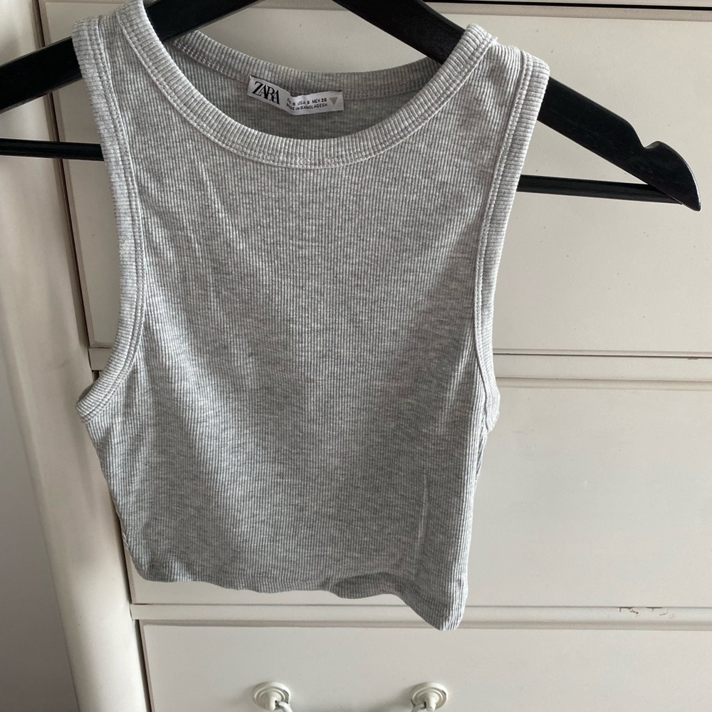 Zara Light Gray Ribbed Tank Top